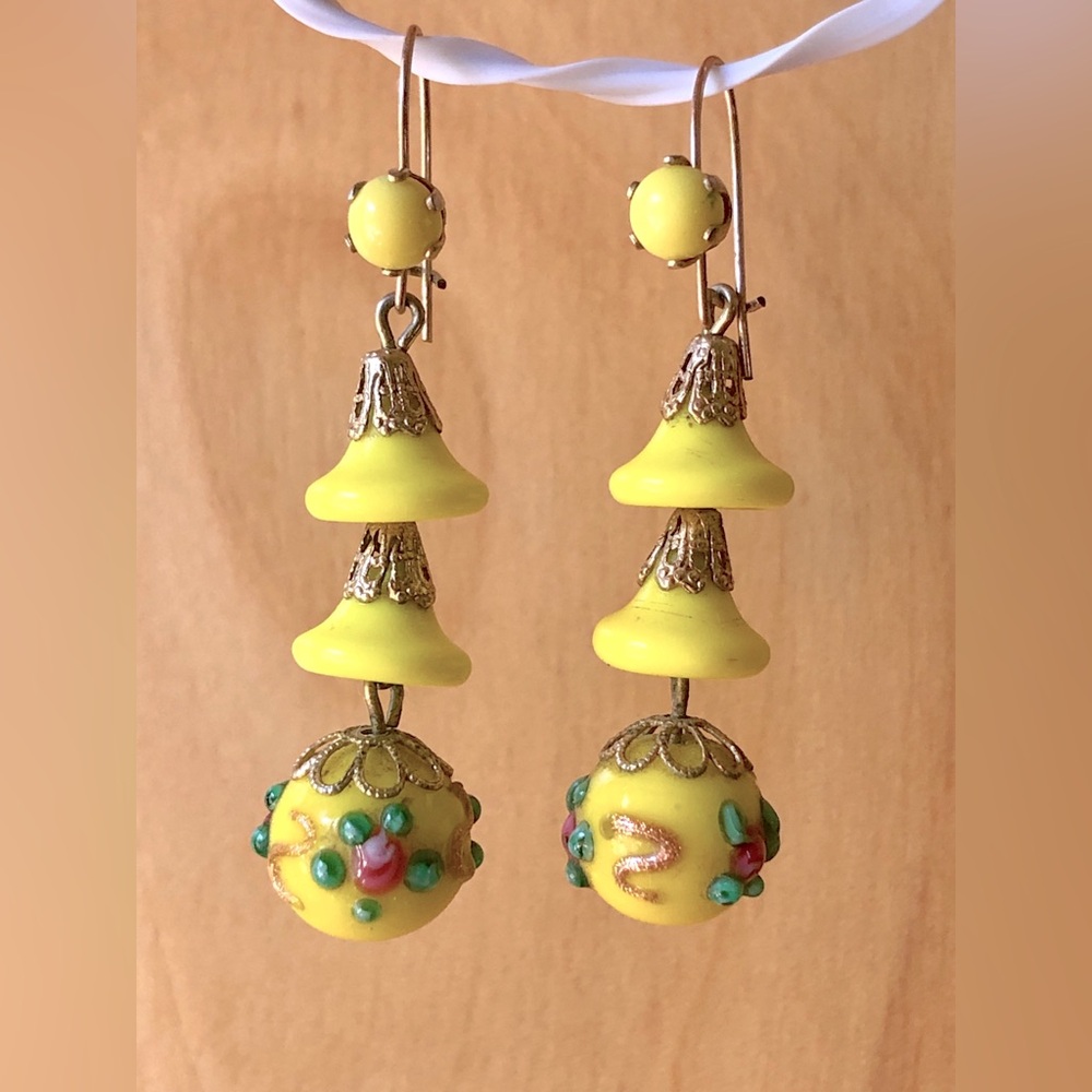 Boho Vintage Bells Flowers Drop Earrings Beads